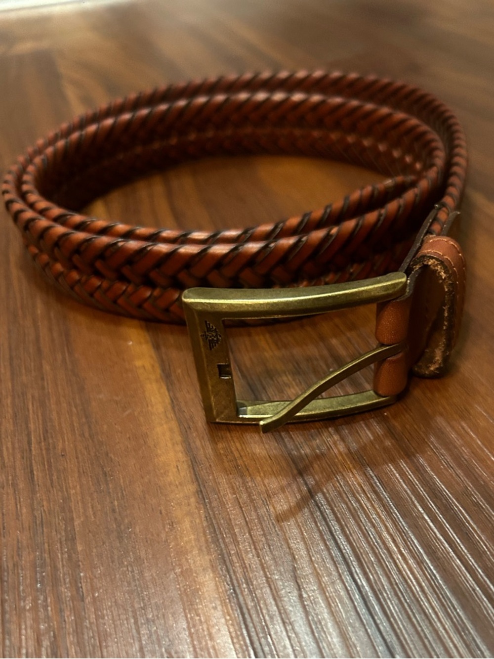 Dockers Men’s Leather Braided Belt Brown Gold Size 38-40